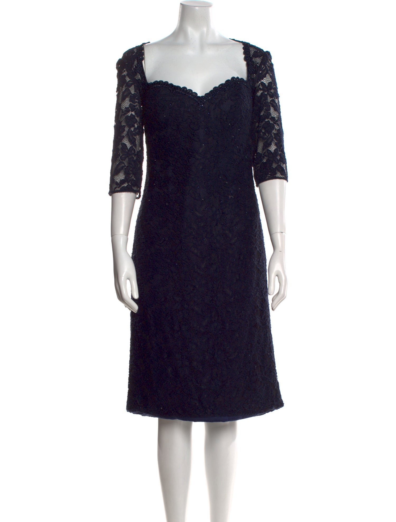 La Femme Lace Pattern Knee-Length Dress